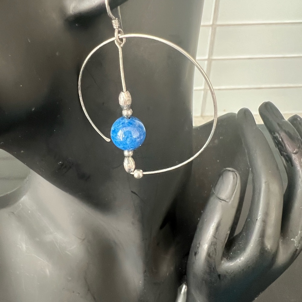 925 lapis lazuli hoops .